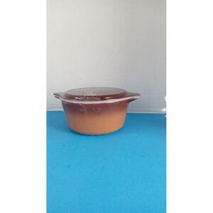 Vintage Pyrex‎ Terra Cotta Casserole Dish with Lid Round Oven-Safe Cookware